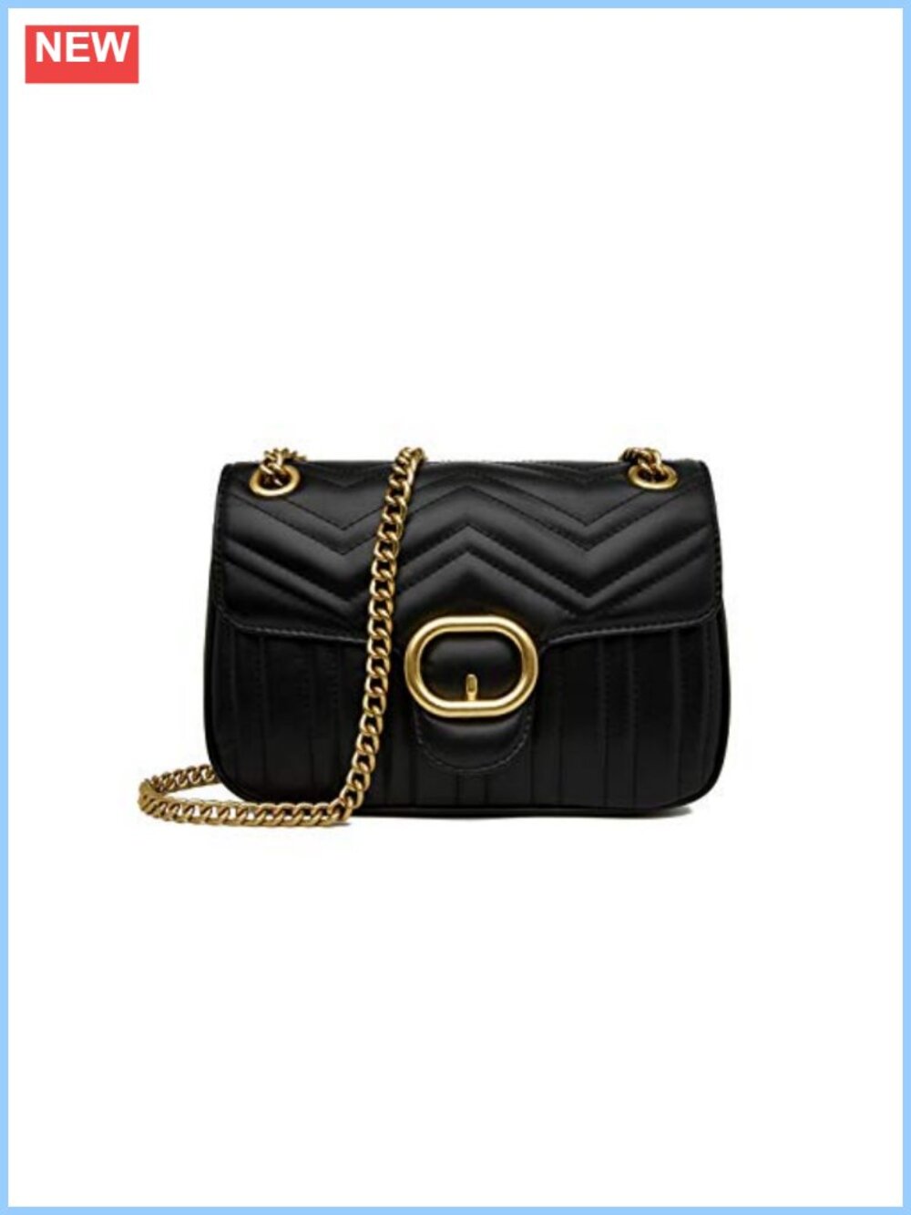 Quilted Genuine Leather Crossbody Clutch Chain Shoulder Handbag